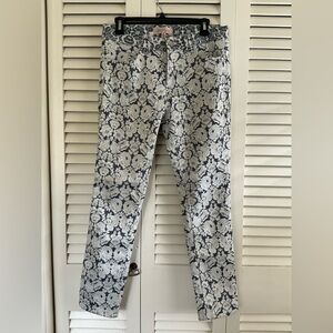 Philosophy Navy and White Floral Women's Straight Leg Jeans
